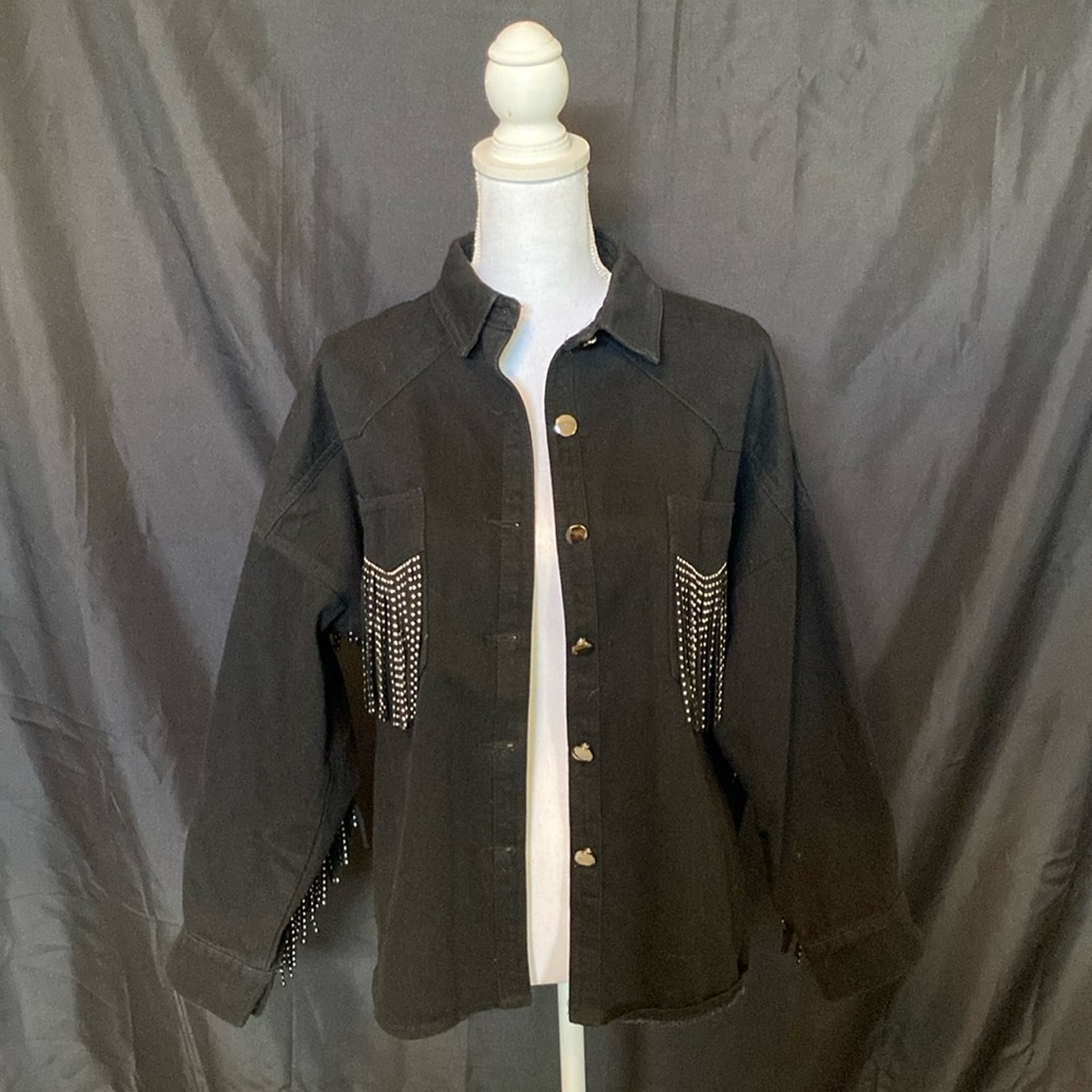 Blue B denim fringe jacket